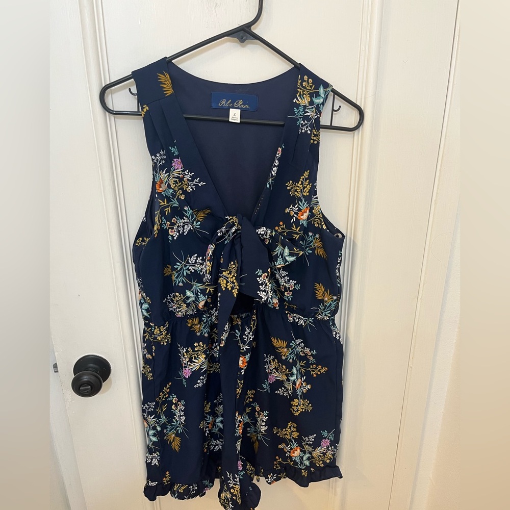 Blue with floral print romper Size L